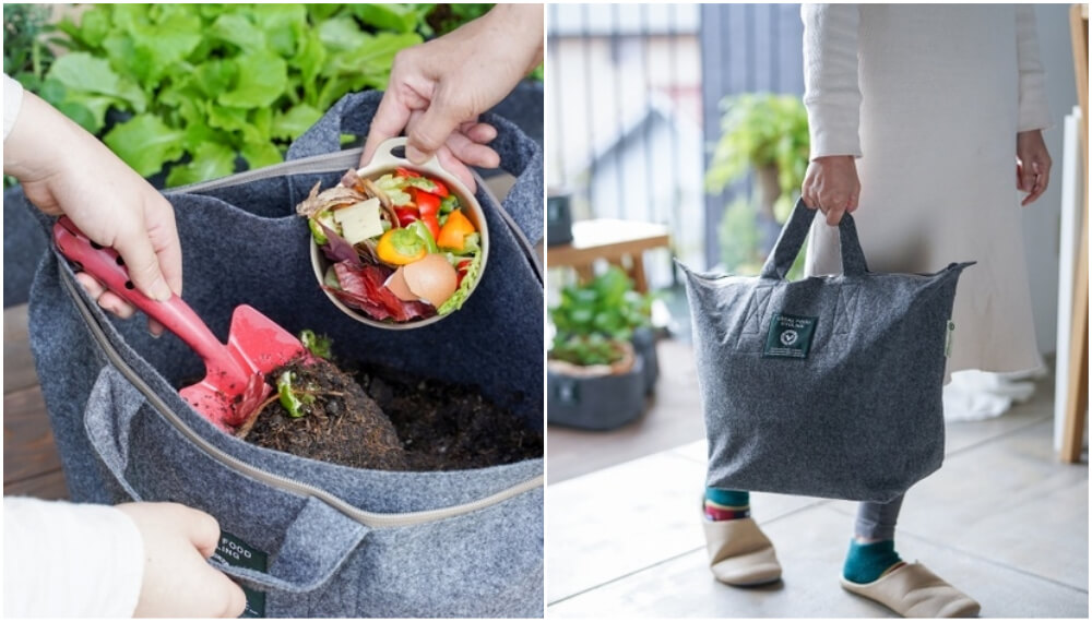 これならやってみたい 生ごみから堆肥が作れる おしゃれなトートバッグ型コンポスト Sheage シェアージュ