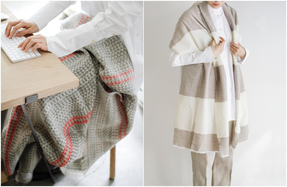 羽織り・巻き・掛けるのもこれ一枚であたたか。「LAPUAN KANKURIT